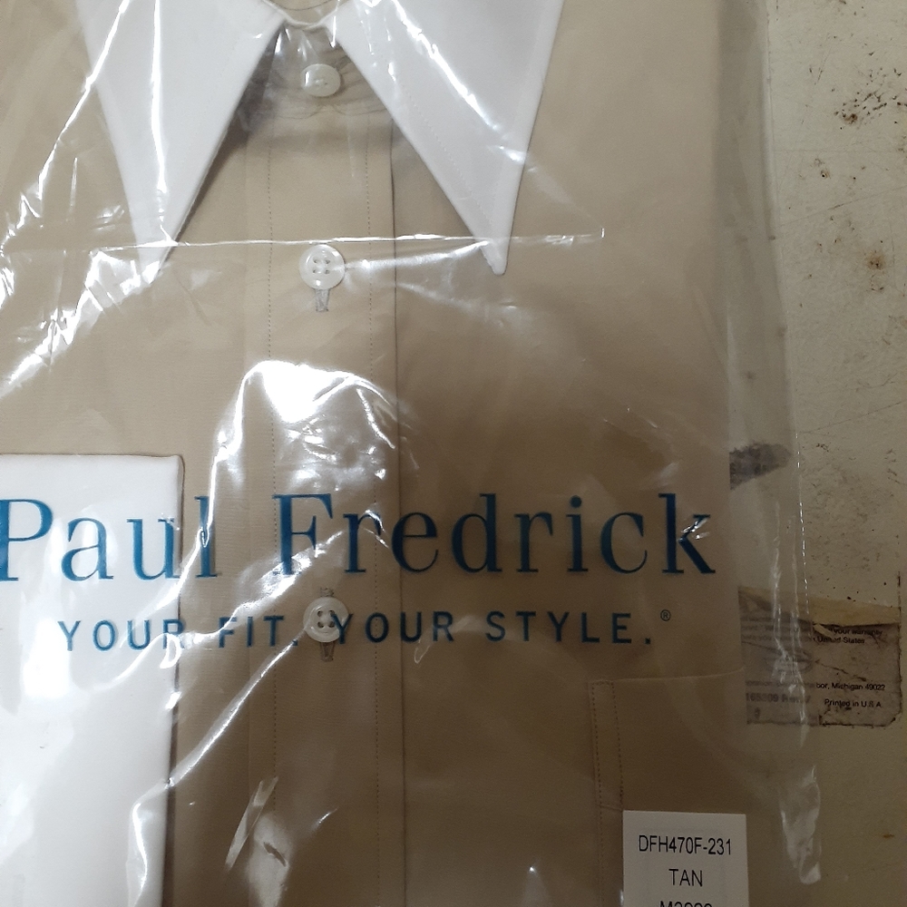 Men's Tan 15.5x36 PAUL FREDRICK dress shirt